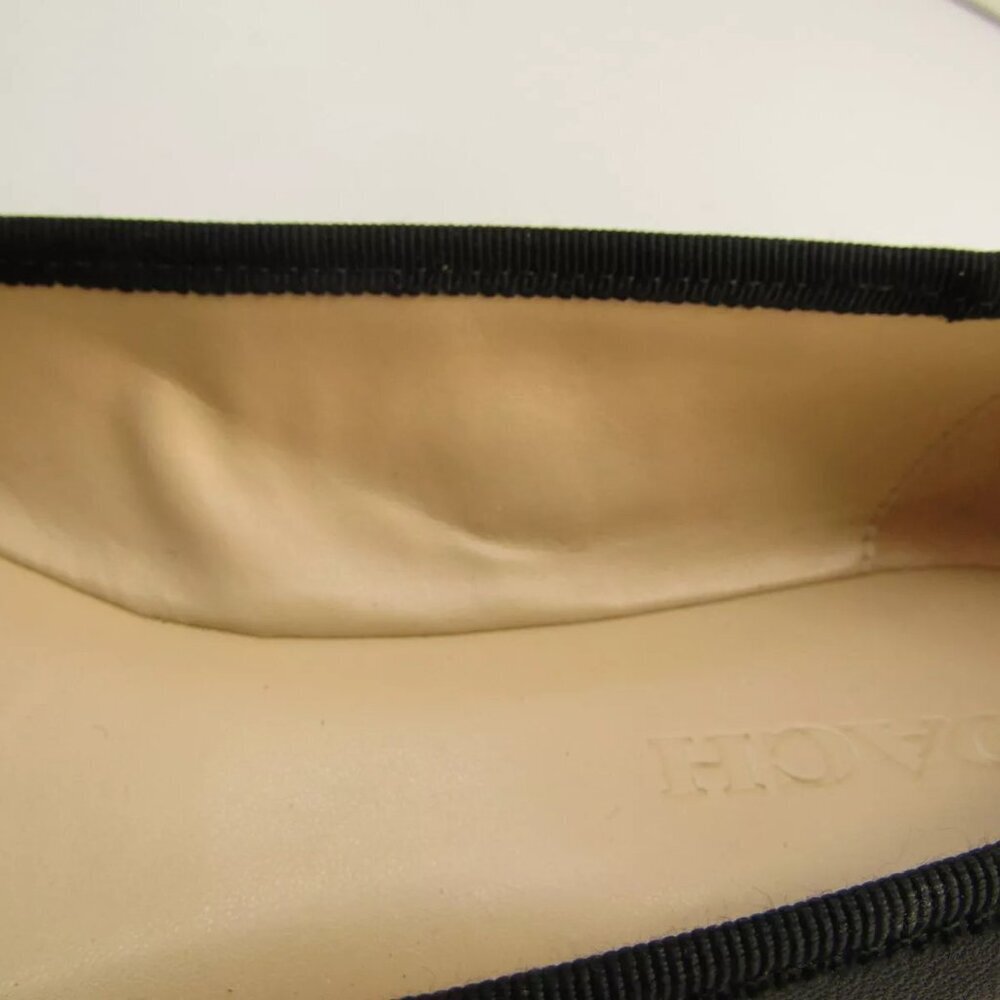 Coach Black Leather Ballet Flats with Gold 'C' Bow Accent - Picture 4 of 7